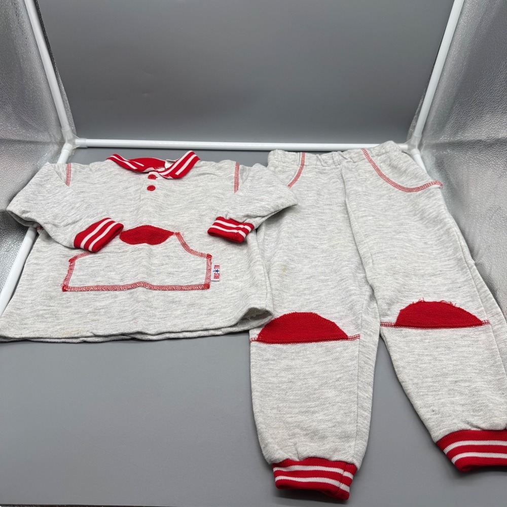 Vintage Converse All Star Kids Gray Red Tracksuit Set Sweatshirt Joggers 3T 90s